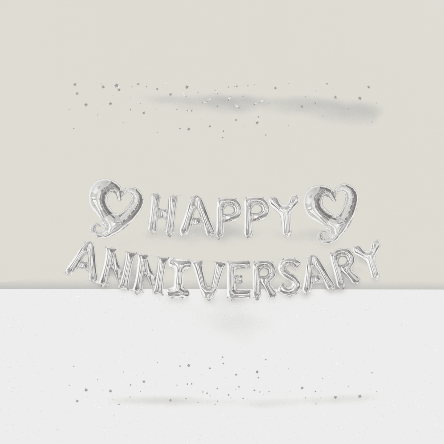 18" Silver Happy Anniversary Balloons with Heart Accents and Banner