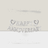 18" Silver Happy Anniversary Balloons with Heart Accents and Banner