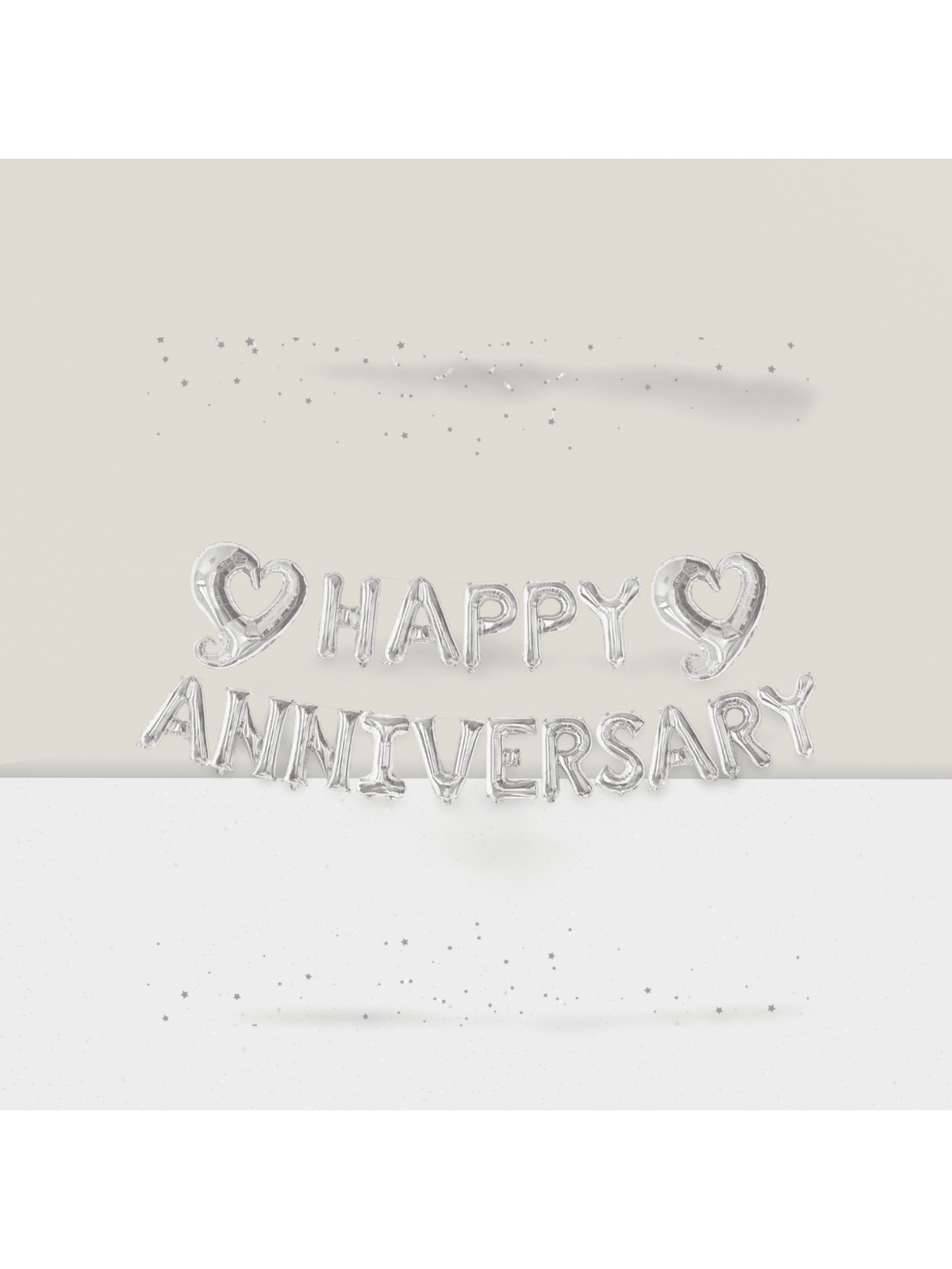 18" Silver Happy Anniversary Balloons with Heart Accents and Banner