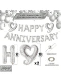 18" Silver Happy Anniversary Balloons with Heart Accents and Banner