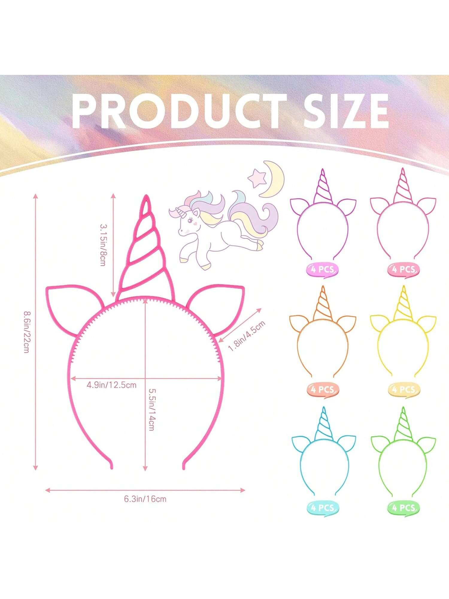 24pcs Unicorn Headbands Birthday Party Favors Hairbands & Accessories