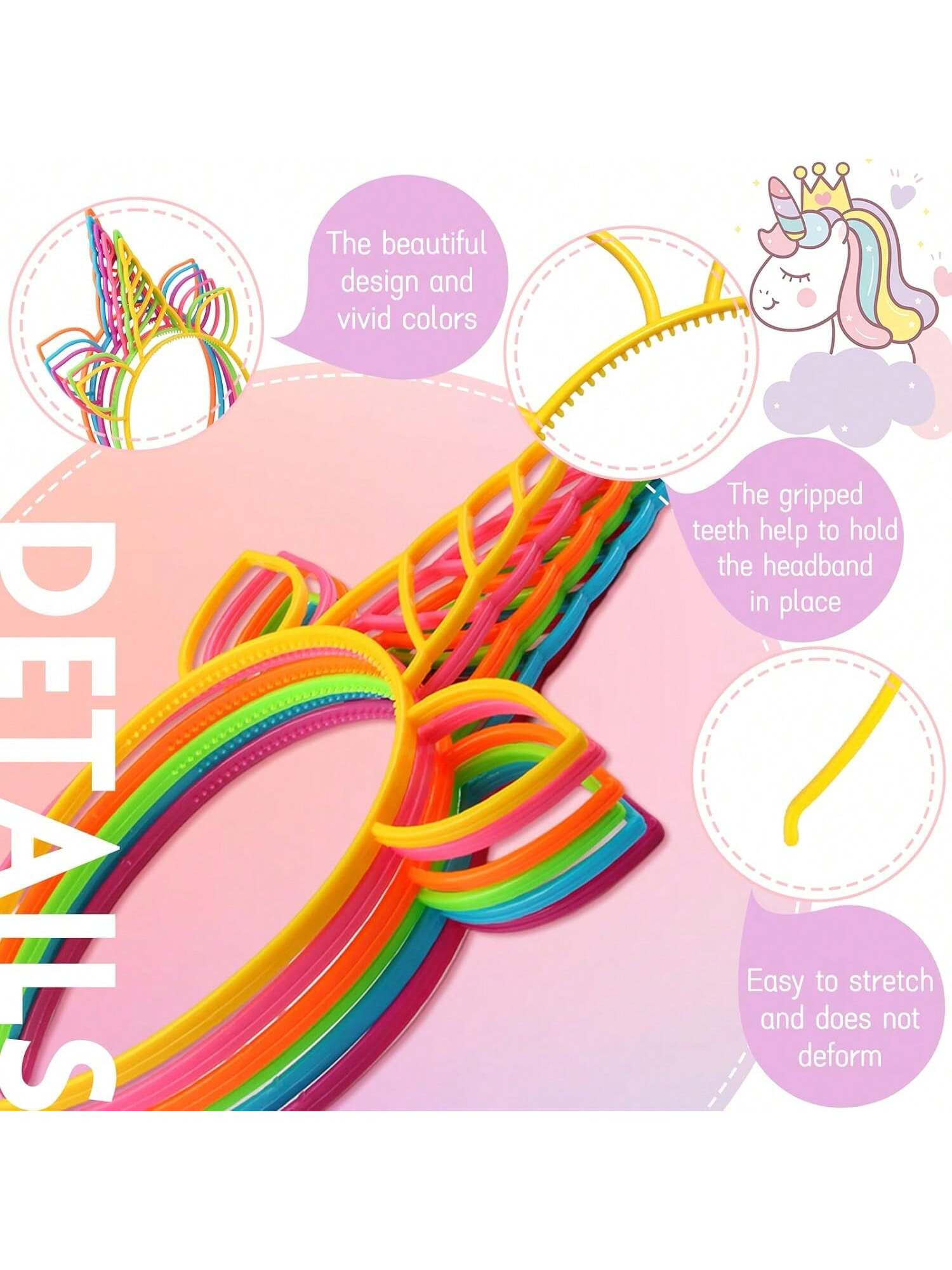 24pcs Unicorn Headbands Birthday Party Favors Hairbands & Accessories