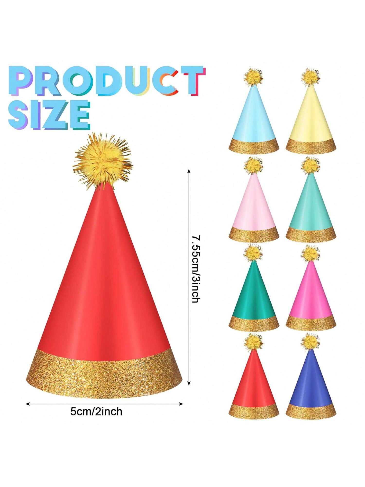 40PCS Colorful Mini Party Hats Small Cone Paper Hats for Birthday Games