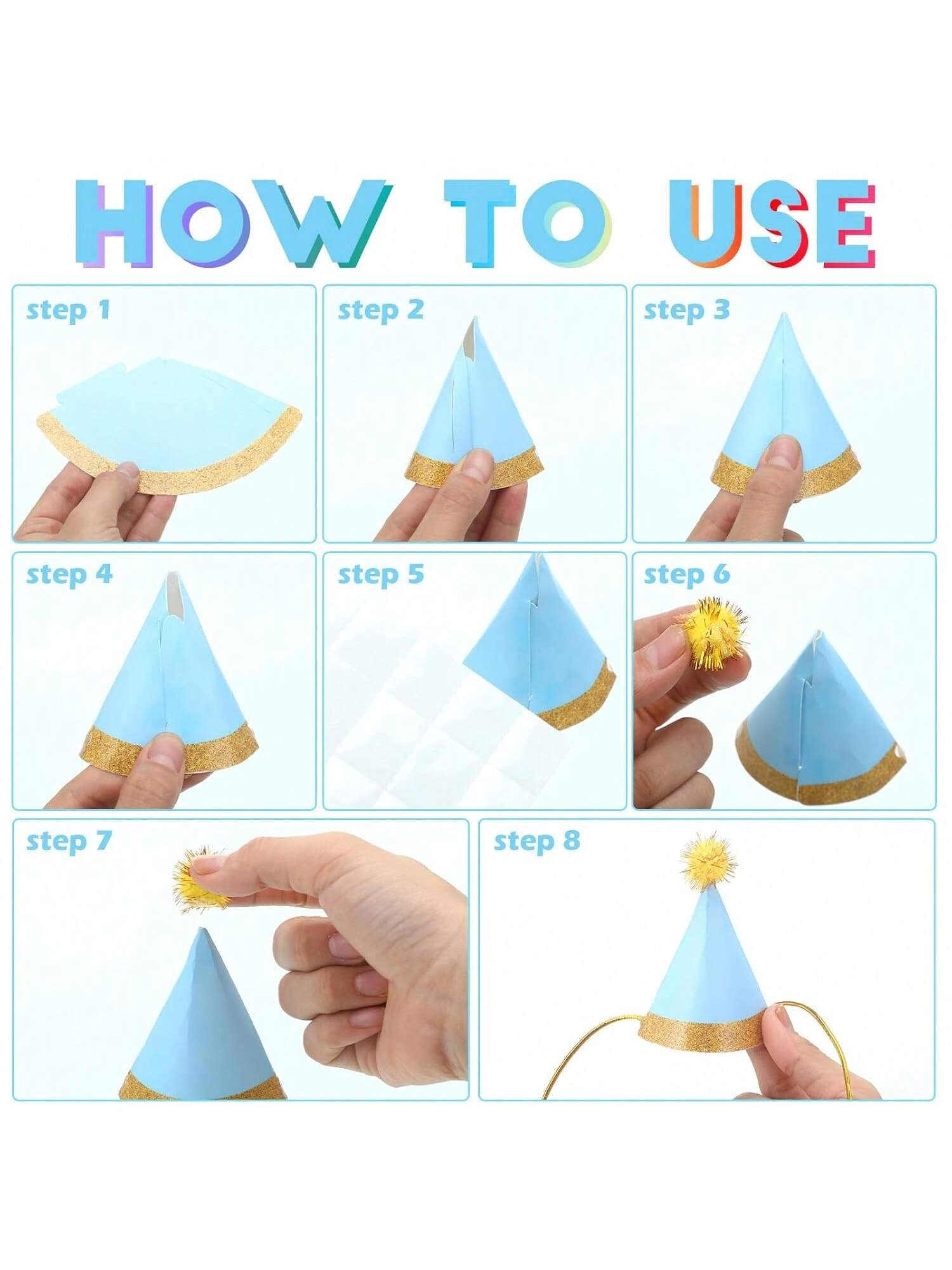 40PCS Colorful Mini Party Hats Small Cone Paper Hats for Birthday Games