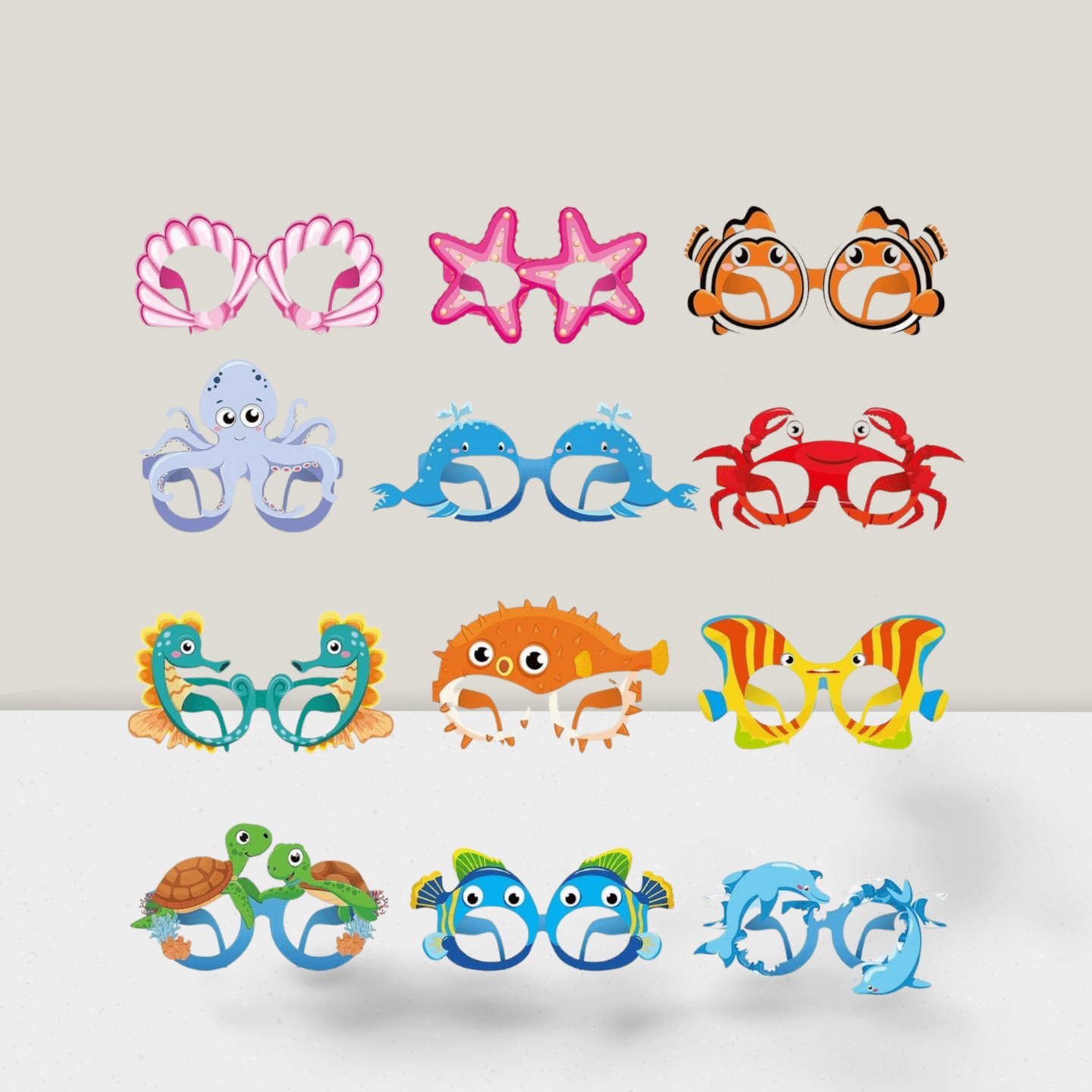 36-Pc Sea Animal Photo Booth Props for Ocean and Fishing Birthday Parties