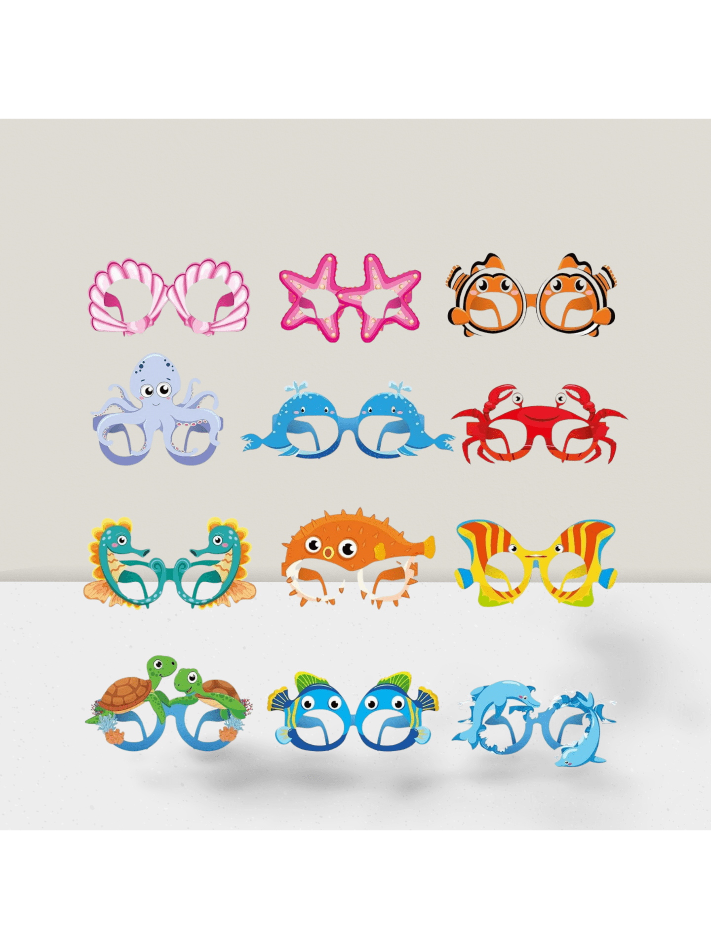36-Pc Sea Animal Photo Booth Props for Ocean and Fishing Birthday Parties