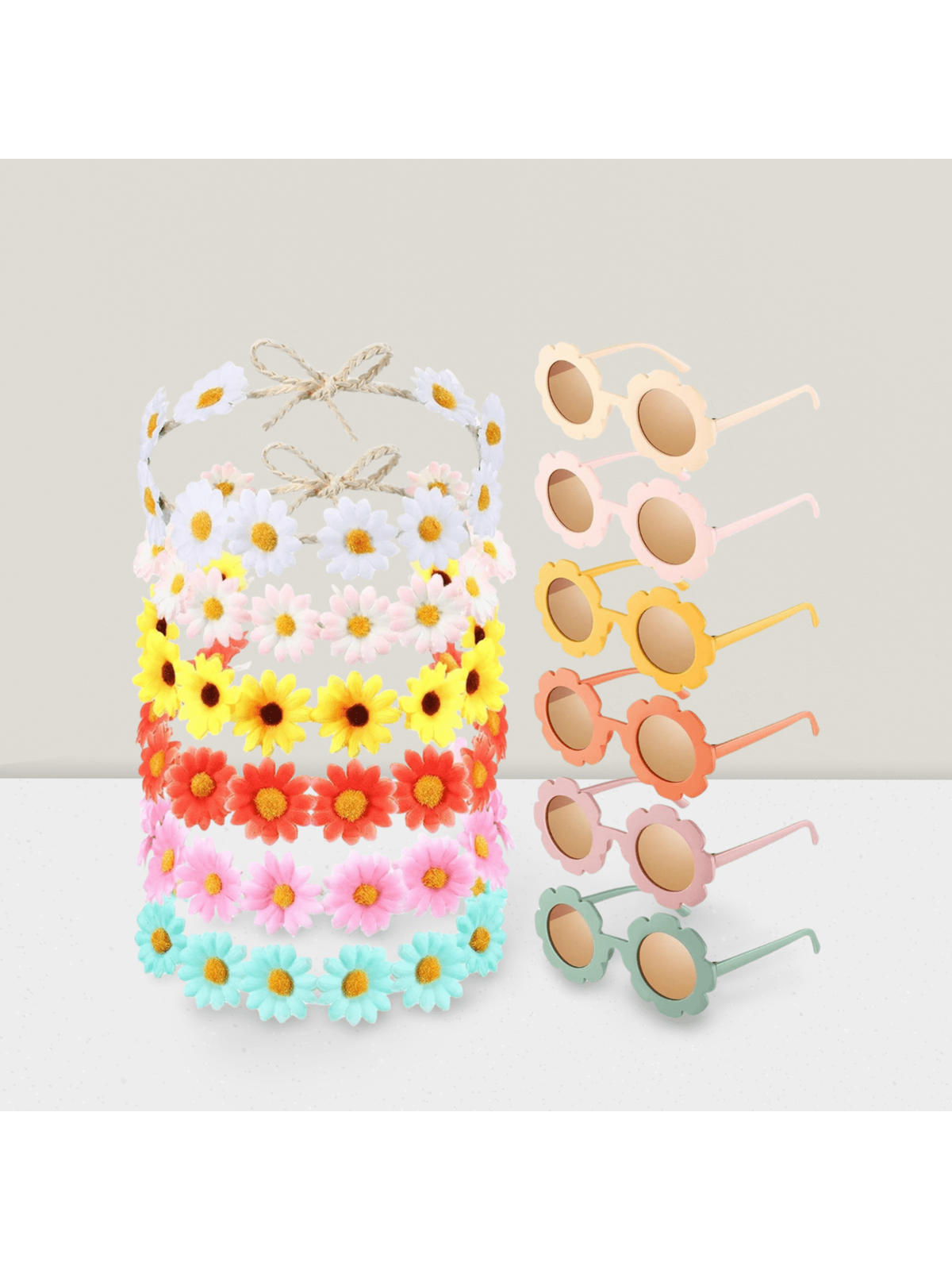 Groovy Retro Flower Glasses Headbands Set 60s 70s Party Favors