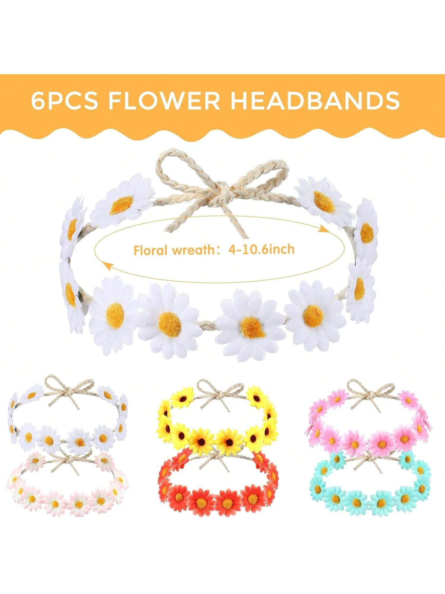 Groovy Retro Flower Glasses Headbands Set 60s 70s Party Favors