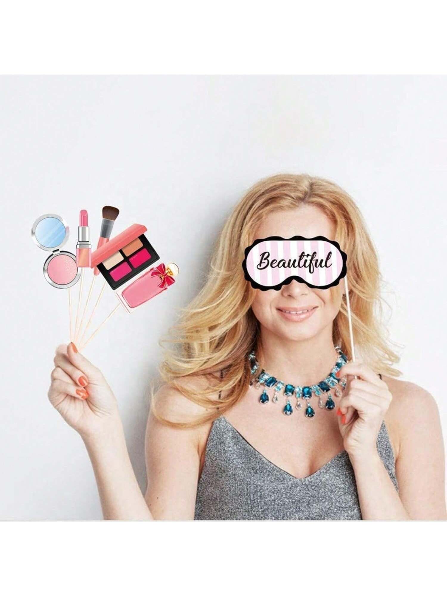25-Pack Spa Photo Booth Props with Sticks for Makeup, Spa, or Birthday Parties
