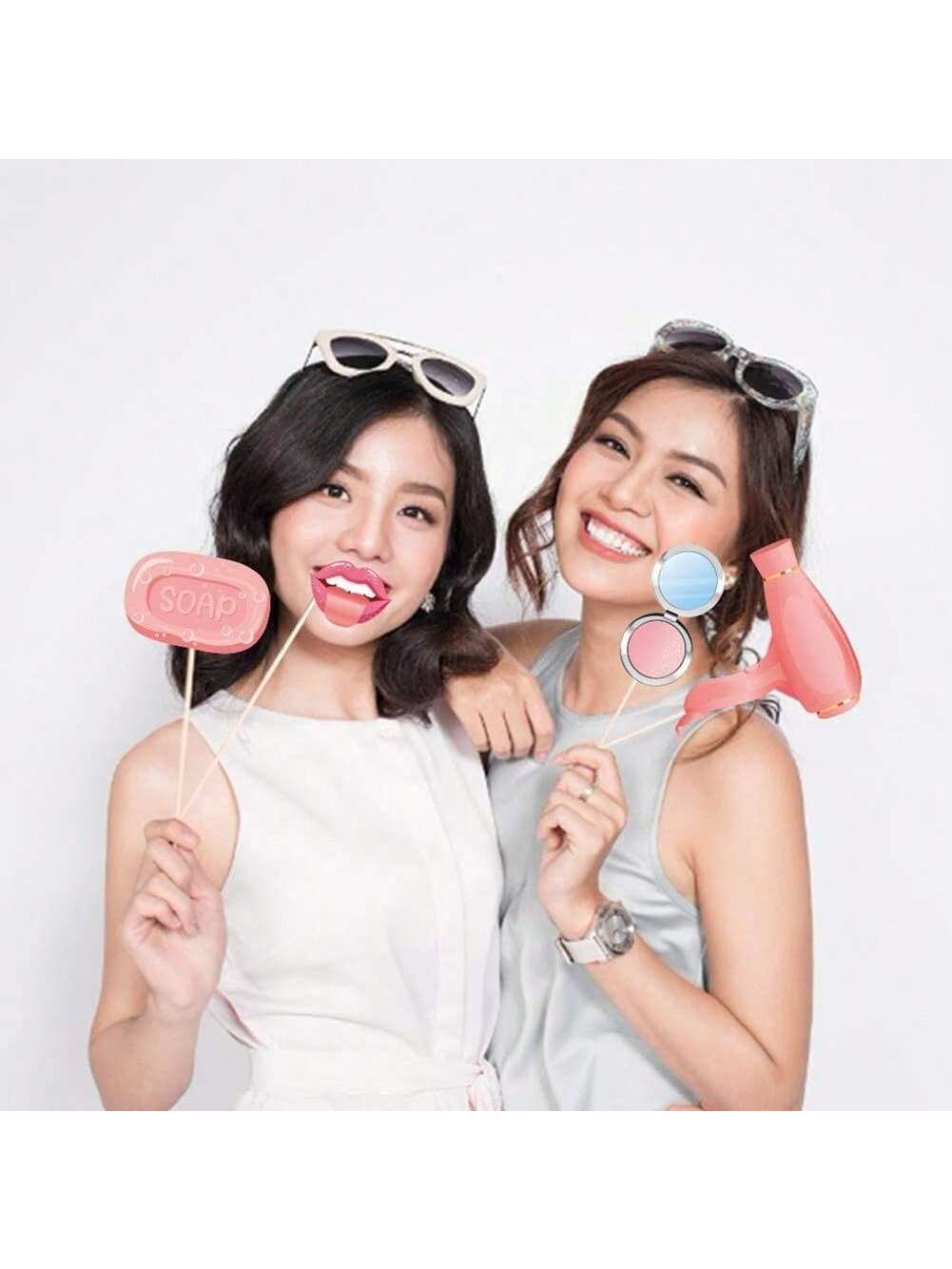 25-Pack Spa Photo Booth Props with Sticks for Makeup, Spa, or Birthday Parties