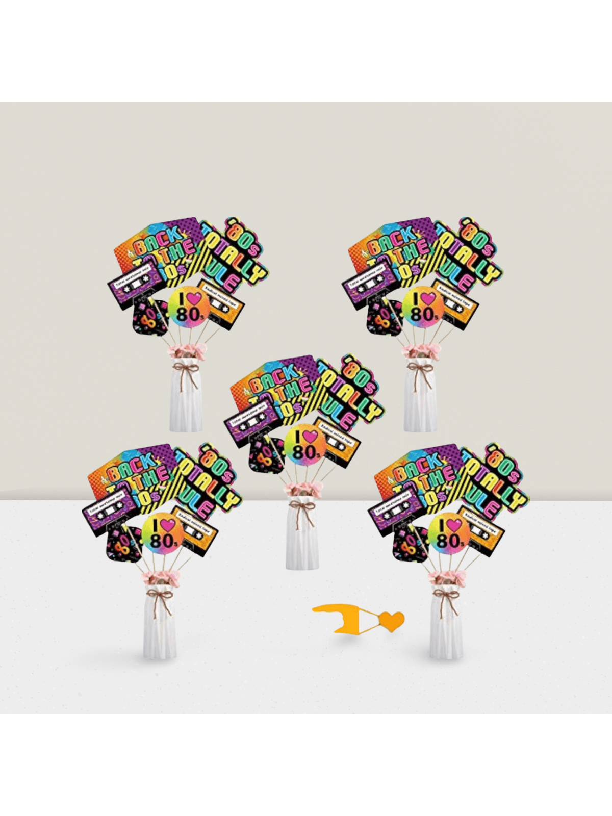 24PCS 80s Retro Centerpiece Sticks Birthday Table Toppers Photo Booth Decor
