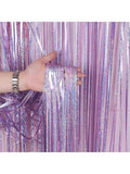 3-Pack Purple Tinsel Fringe Curtains for Parties Weddings and Photo Booths