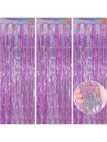 3-Pack Purple Tinsel Fringe Curtains for Parties Weddings and Photo Booths