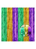 2 Pack Mardi Gras Backdrops 3.28x8.2ft Purple Green Gold Foil Tinsel for Party