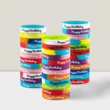 36-Pack Happy Birthday Silicone Bracelets for Party Favors or Classroom Prizes