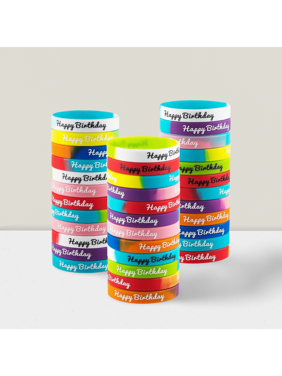 36-Pack Happy Birthday Silicone Bracelets for Party Favors or Classroom Prizes