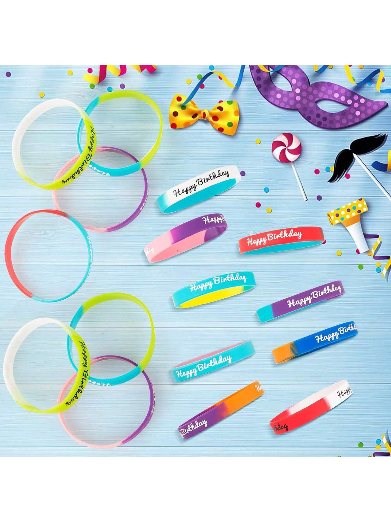 36-Pack Happy Birthday Silicone Bracelets for Party Favors or Classroom Prizes