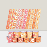 40-Pack Groovy Hippie Boho Slap Bracelets with Rainbow, Butterfly, and Daisy Designs