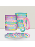 24-Pc Mermaid Silicone Wristbands Scale Bracelets for Birthday and Underwater Parties