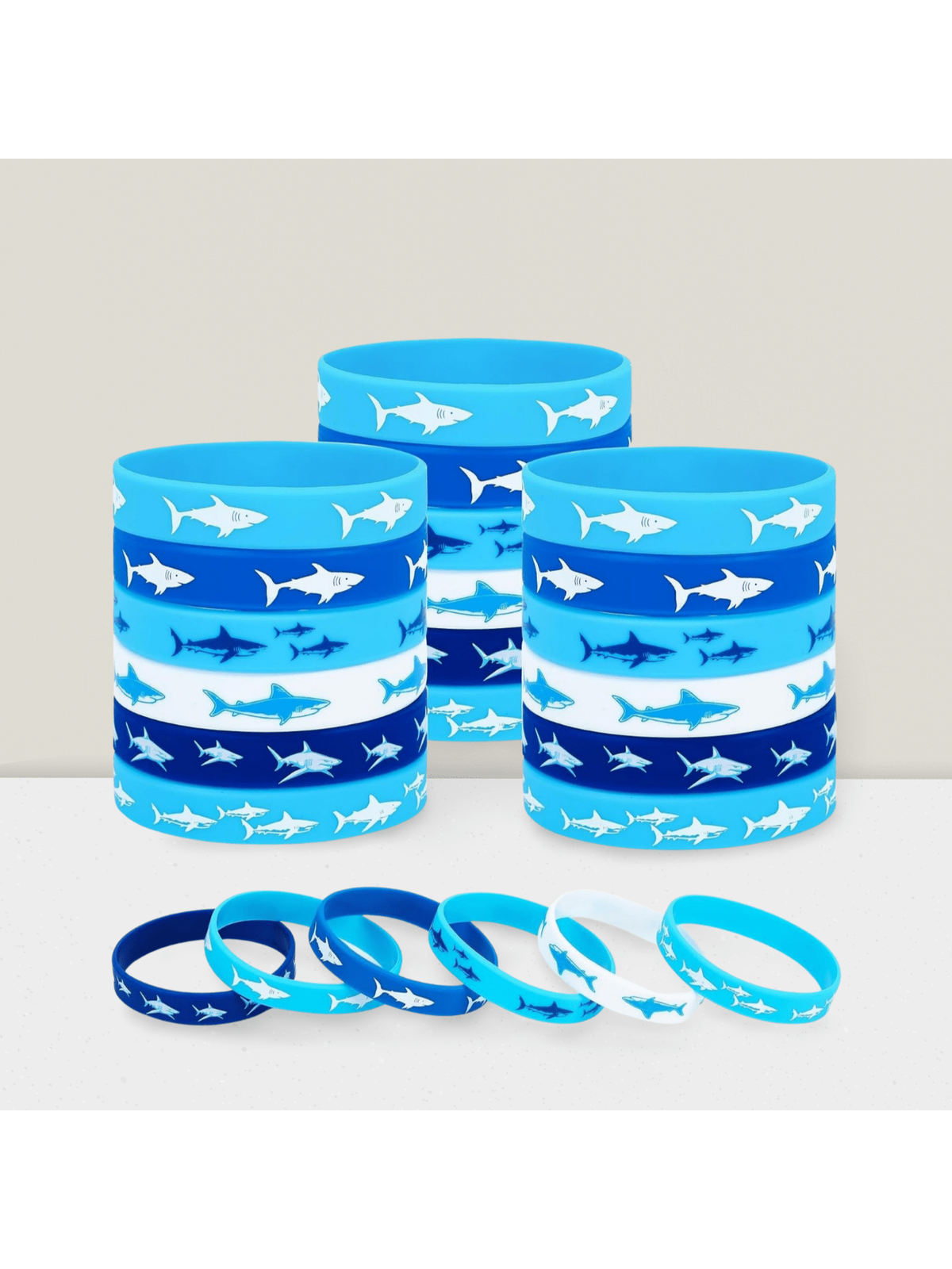 42 Pc Shark Silicone Bracelets Ocean Sea Life Rubber Wristbands for Under the Sea Party