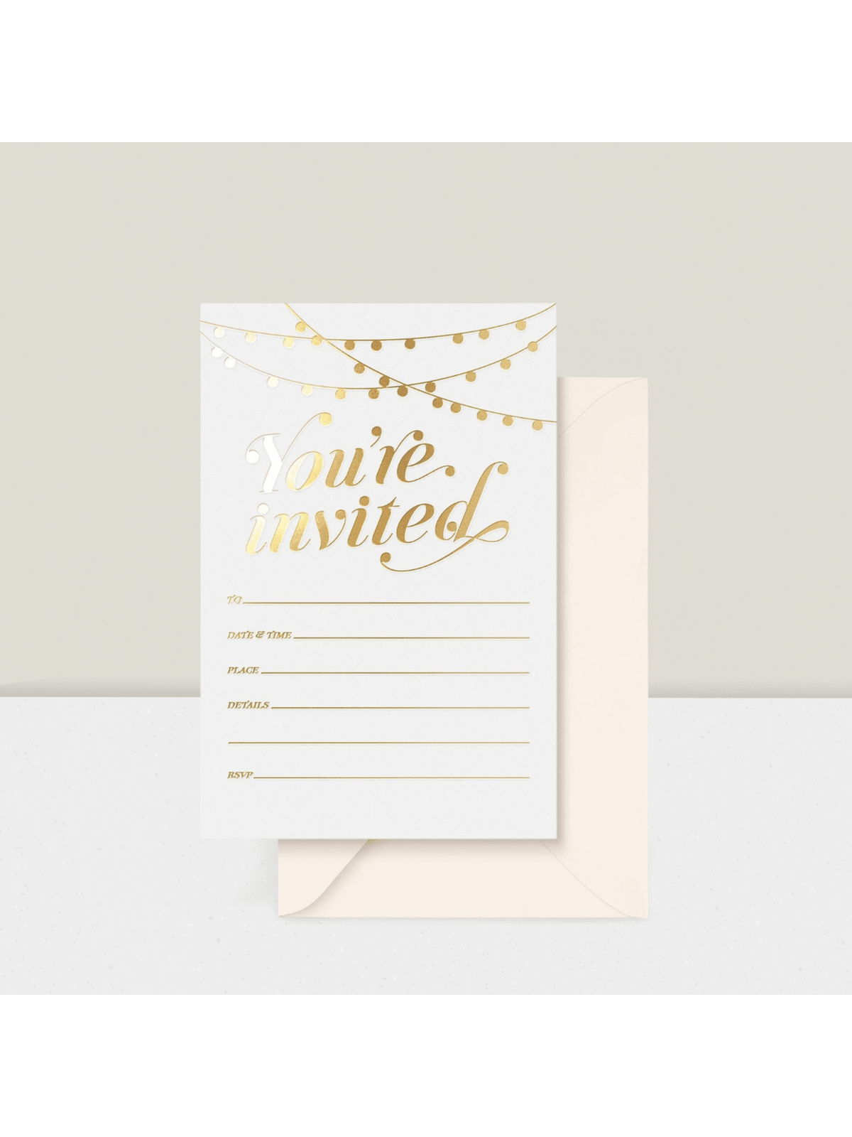 25-Pack Gold Foil Party Invitations 4x6 with Envelopes for Weddings and Birthdays