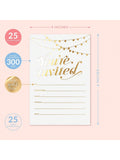 25-Pack Gold Foil Party Invitations 4x6 with Envelopes for Weddings and Birthdays