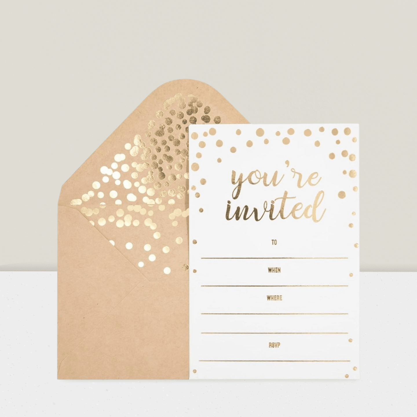 50-Pack Elegant Invitation Cards 4x6 Gold Foil Design with Envelopes