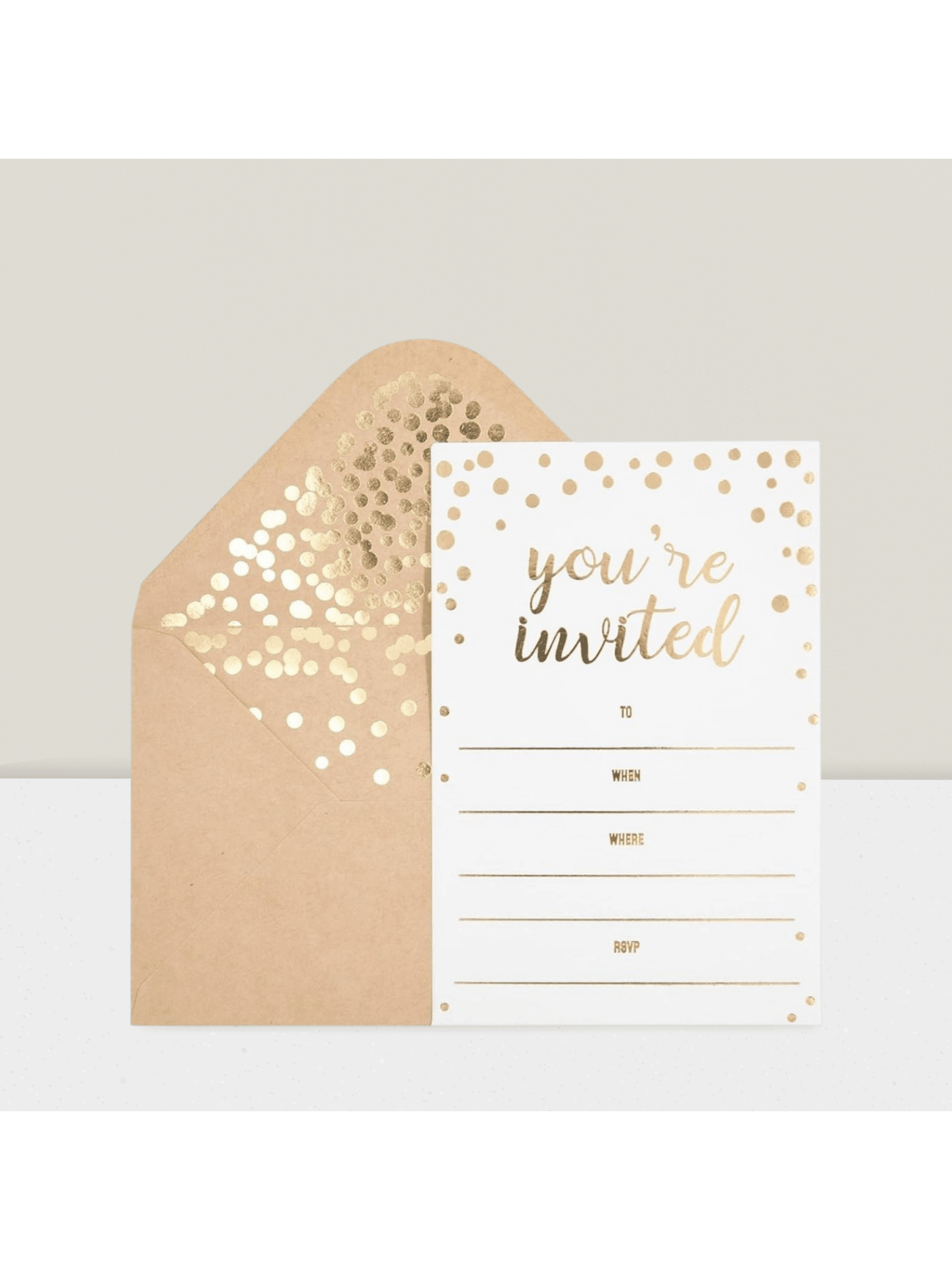 50-Pack Elegant Invitation Cards 4x6 Gold Foil Design with Envelopes