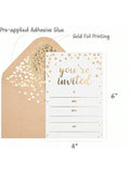 50-Pack Elegant Invitation Cards 4x6 Gold Foil Design with Envelopes
