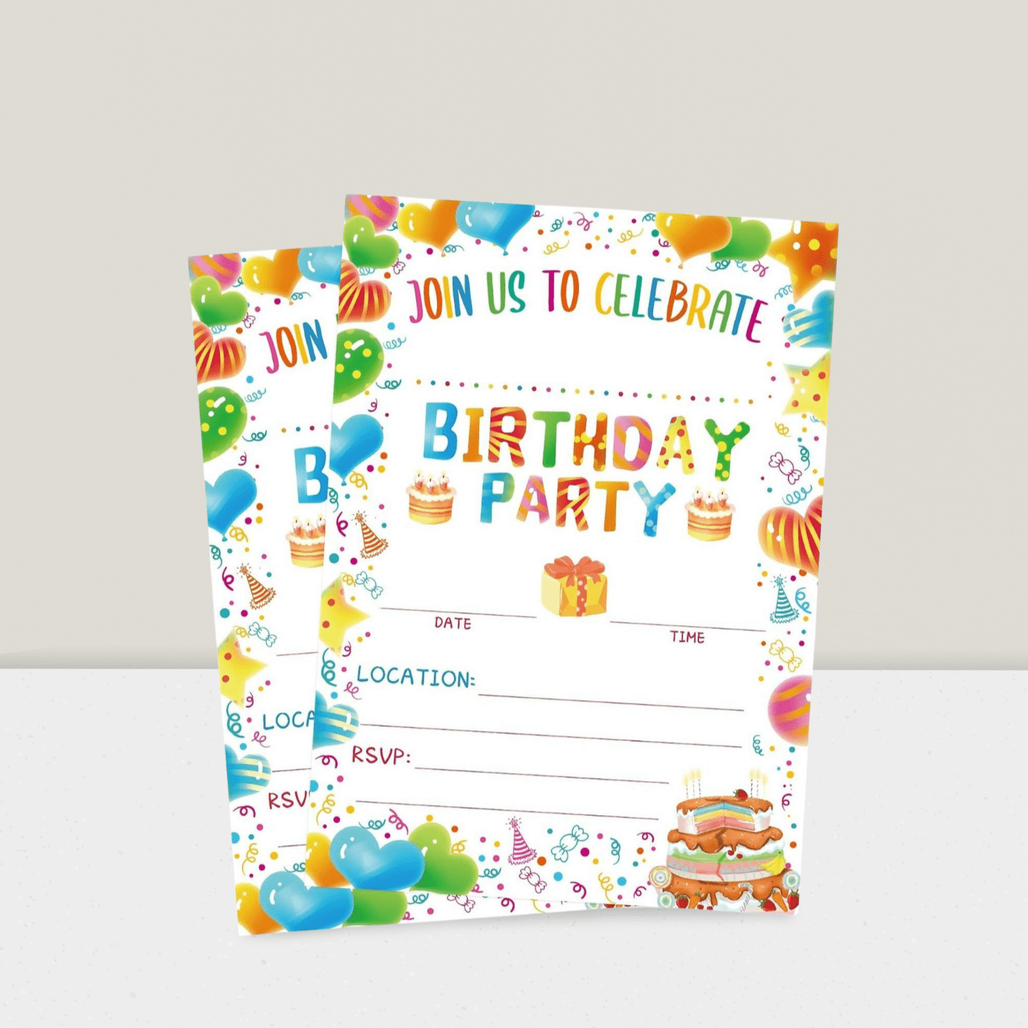 20-Pack Birthday Party Invitations with Envelopes for Party Celebrations