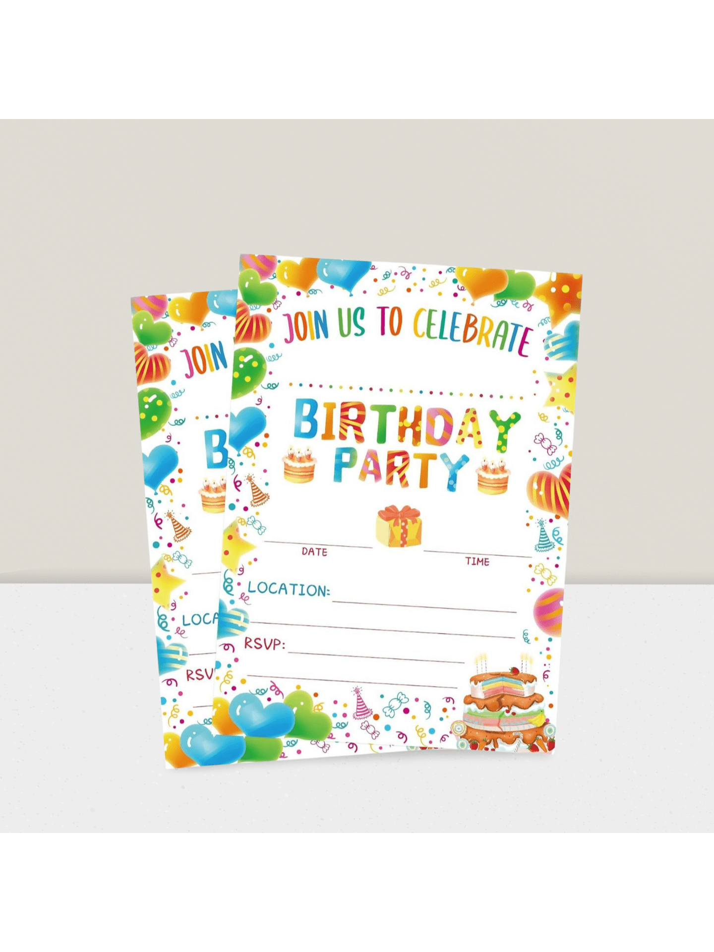 20-Pack Birthday Party Invitations with Envelopes for Party Celebrations