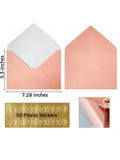 Pink A7 Envelopes 50pcs 5x7 With Gold Stickers For Weddings Or Cards