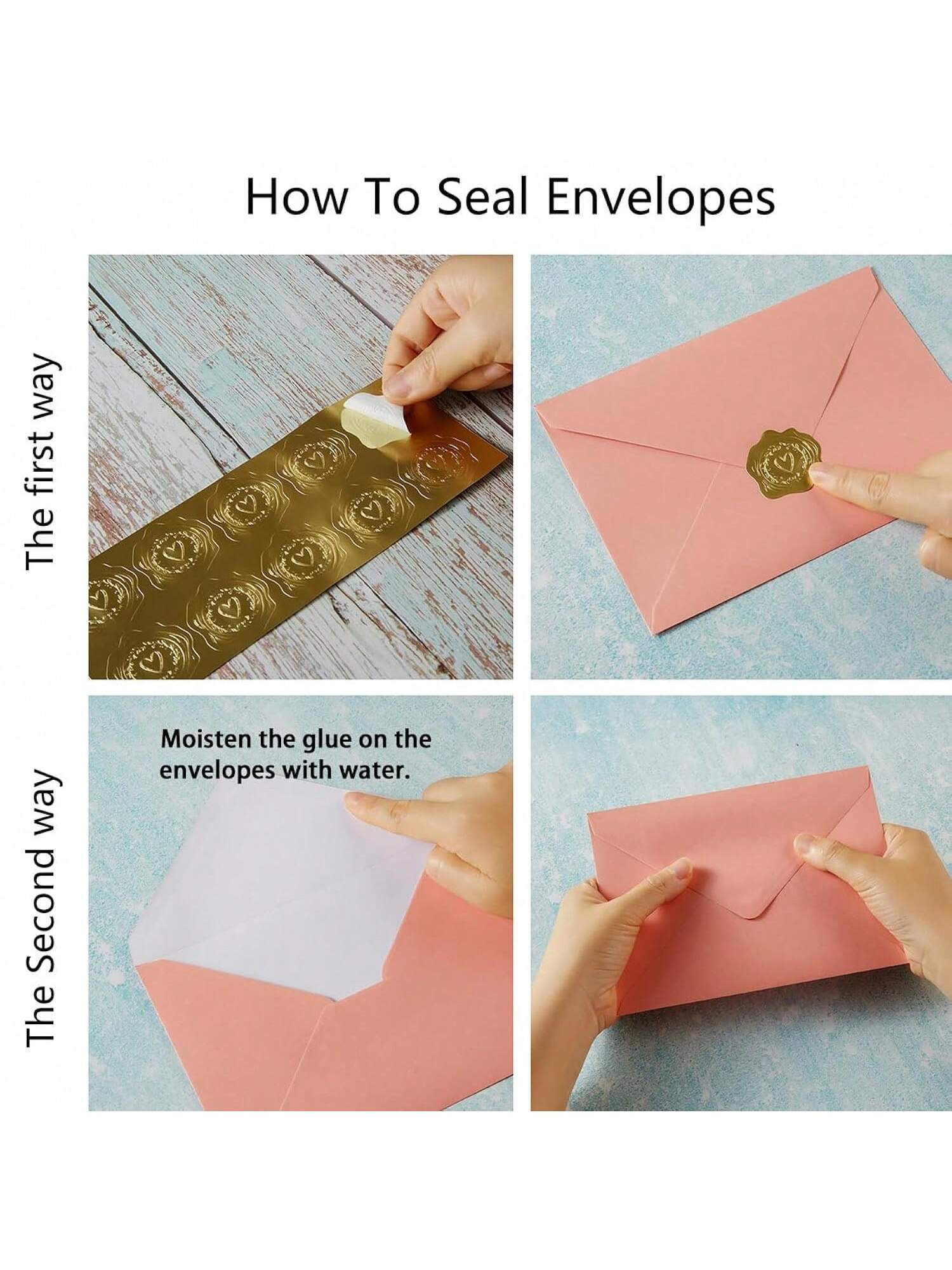 Pink A7 Envelopes 50pcs 5x7 With Gold Stickers For Weddings Or Cards