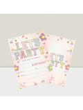 20-Pack Lets Party Birthday Invitations with Flower Design and Envelopes 6x4