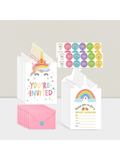 24-Pack Unicorn Birthday Invitations with Envelopes and Stickers for Party