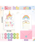 24-Pack Unicorn Birthday Invitations with Envelopes and Stickers for Party