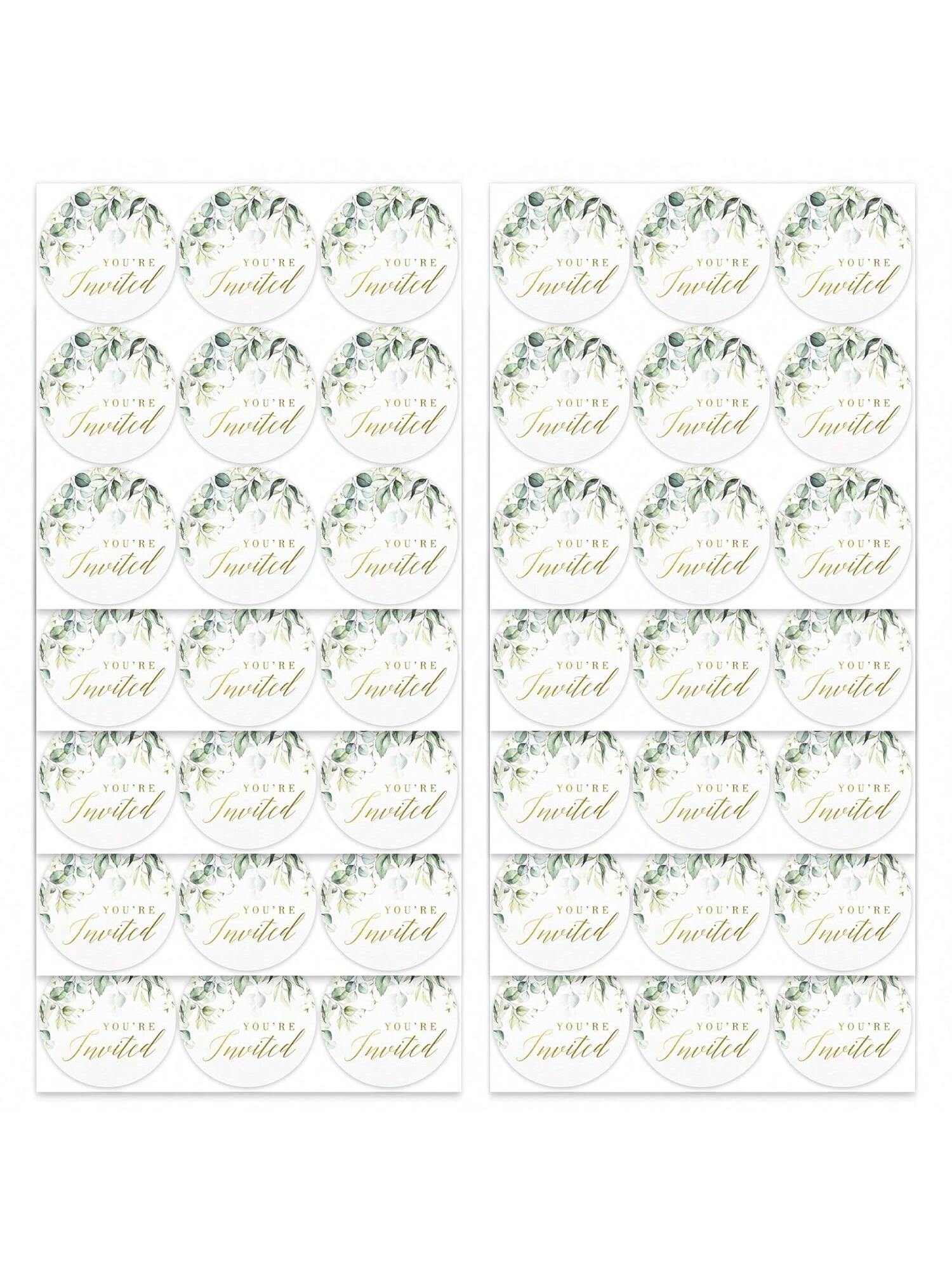108-Pack Greenery Wedding Invitation Stickers (1.4") – Gold Foil Waterproof Envelope Seals For Weddings, Bridal Showers, Birthdays & Parties!,