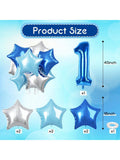 40 Inch Dark Blue Number 10 Balloons Silver Star Teal Foil for Birthday Decor