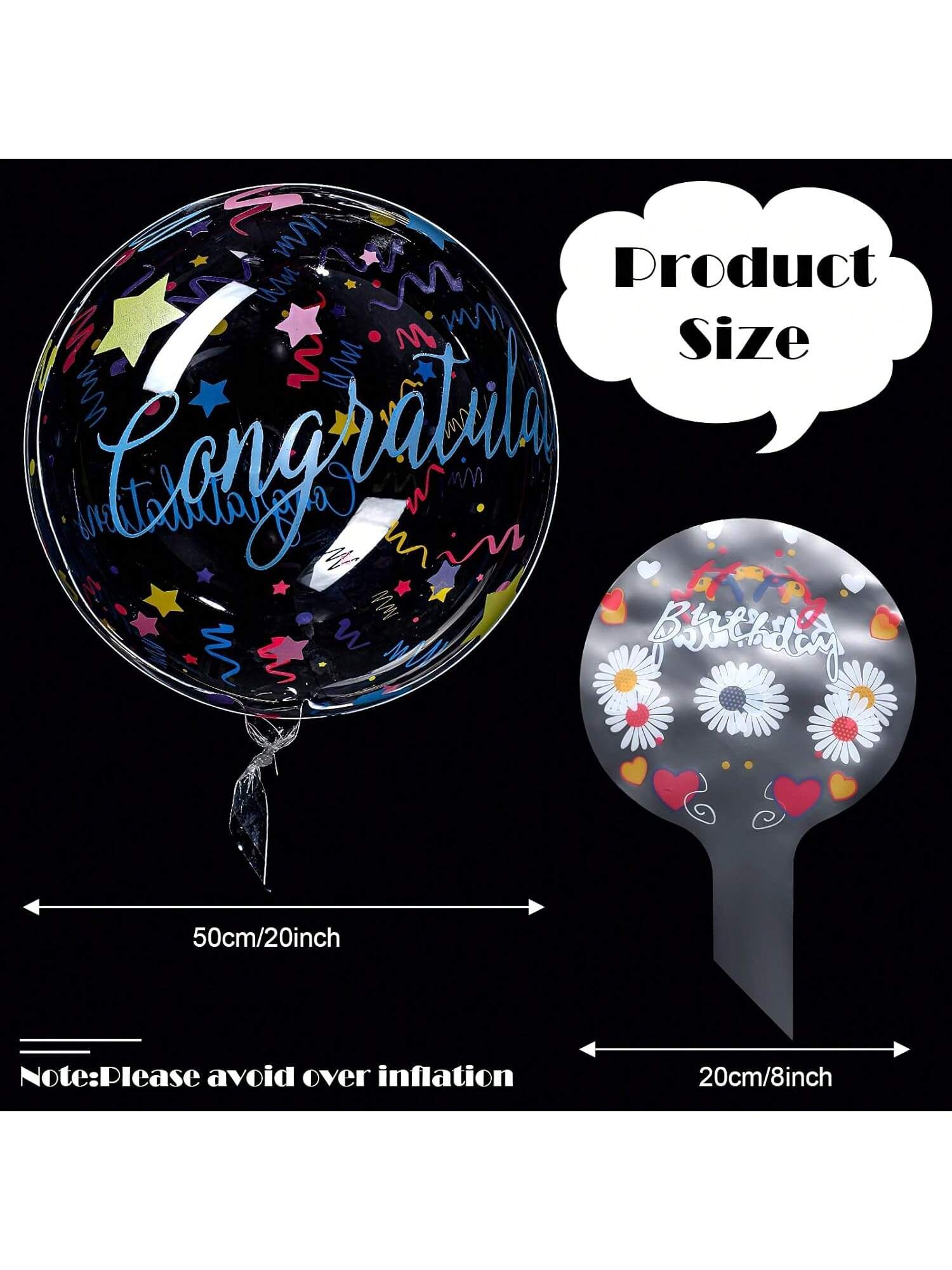12-Pack 20in Transparent Bobo Balloons Clear Birthday & Wedding Decor