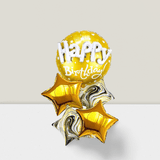 5-Pack Gold Happy Birthday Mylar Balloons for Black & Gold Parties