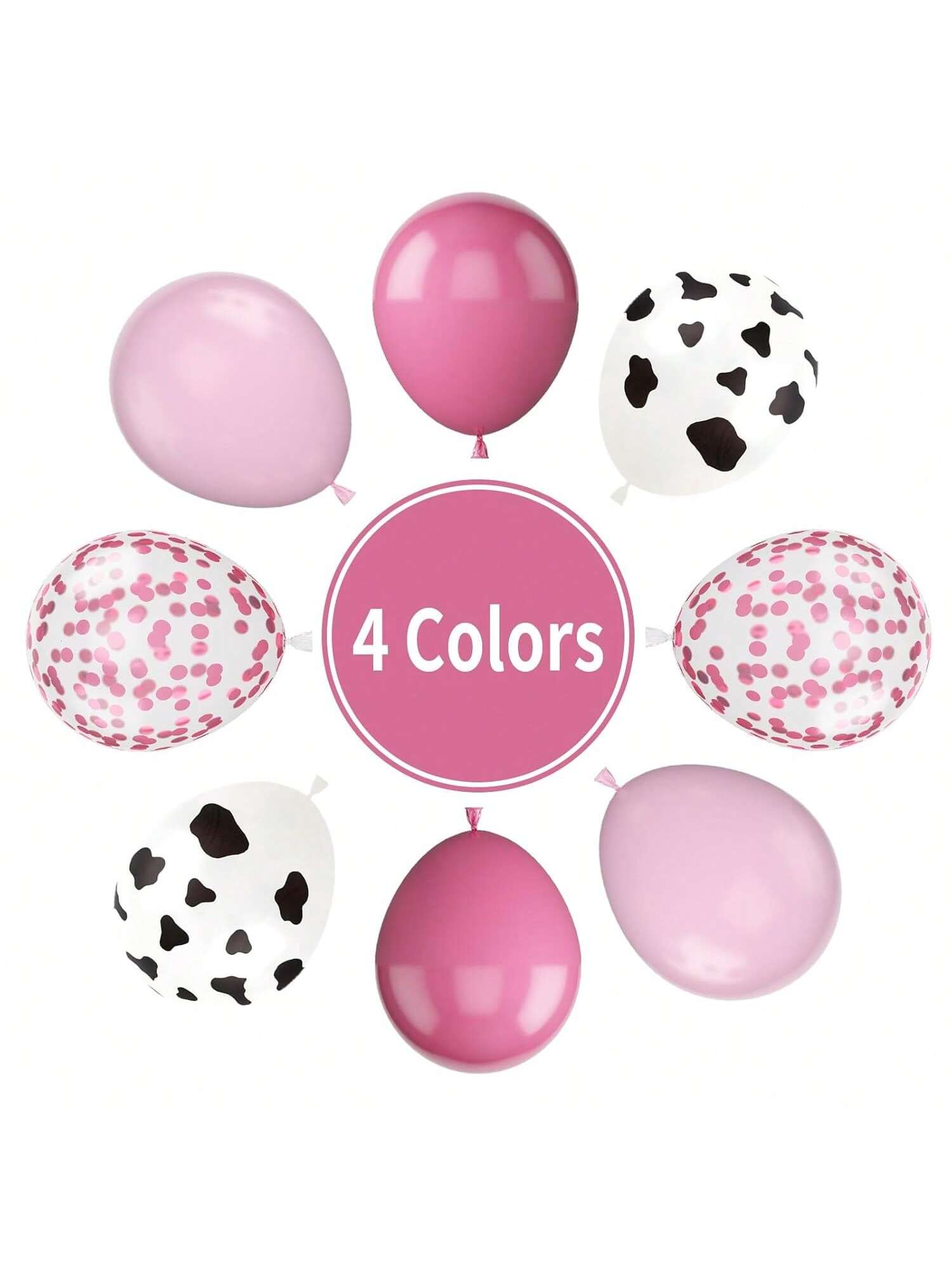 30PCS Pink Cow 12 Inch Latex Balloons Hot Light Confetti Cow Print Party Decor