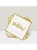 50-Pack 6.5x6.5 Birthday Napkins 3-Ply Disposable with Gold Accents