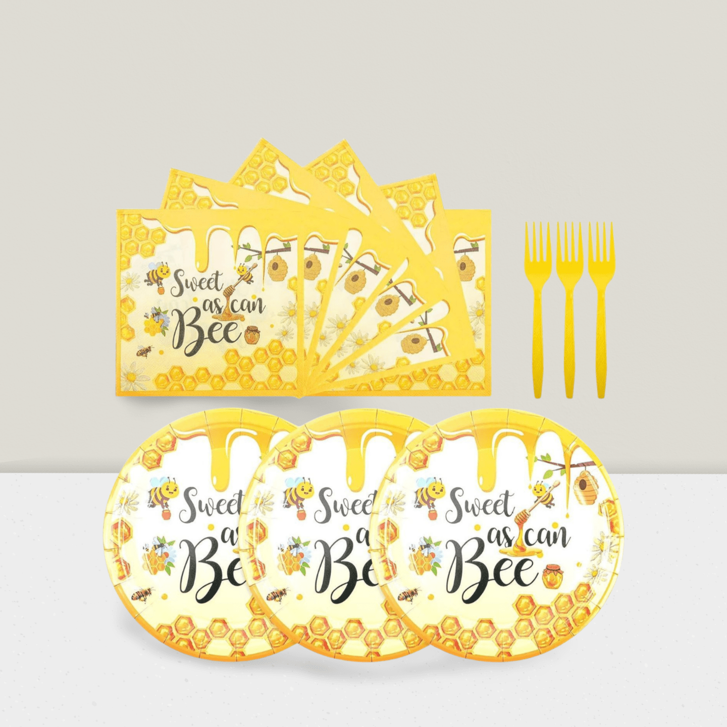 75-Pc Yellow Party Set with Disposable Plates Napkins and Forks for Birthdays
