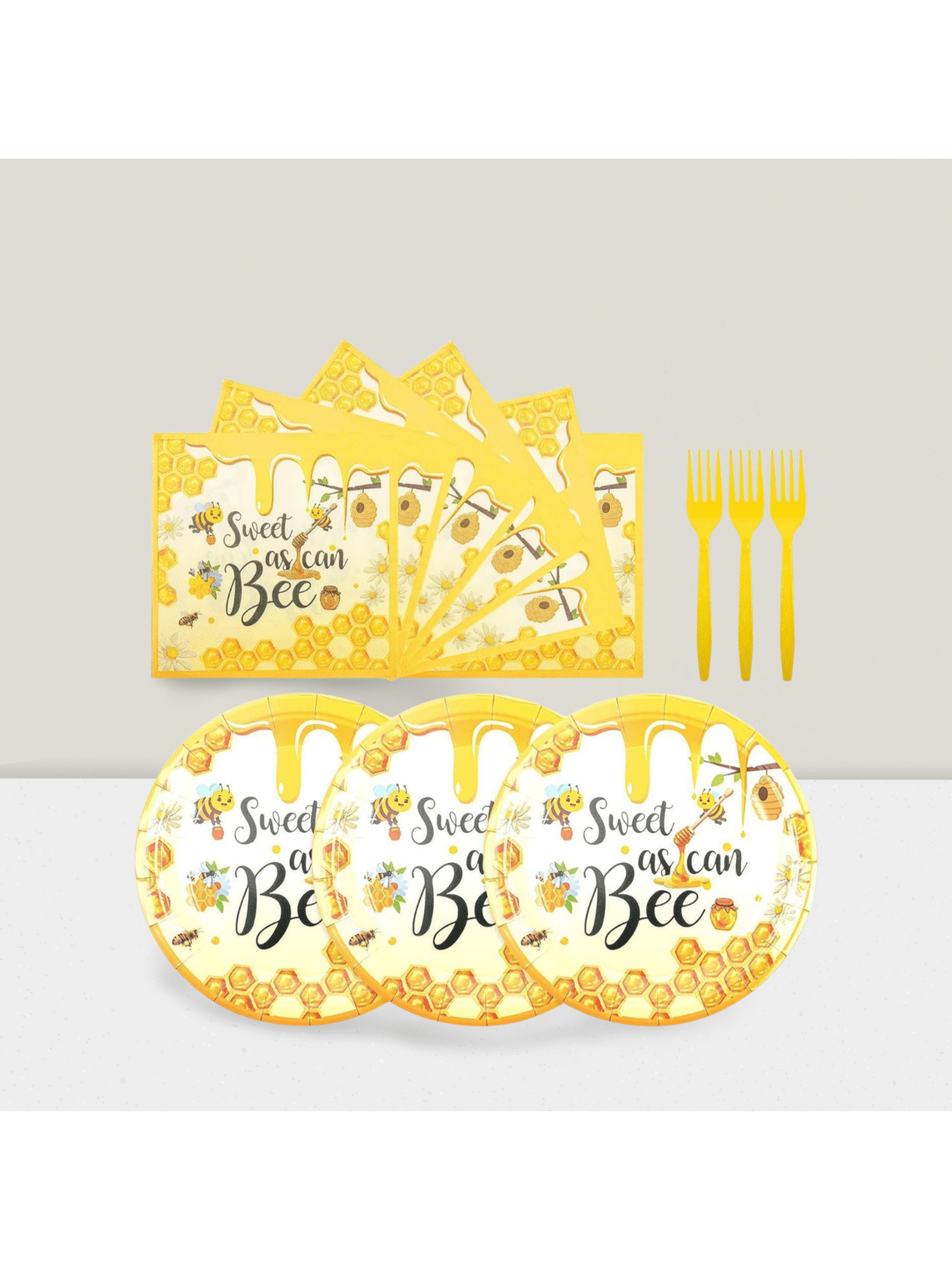75-Pc Yellow Party Set with Disposable Plates Napkins and Forks for Birthdays