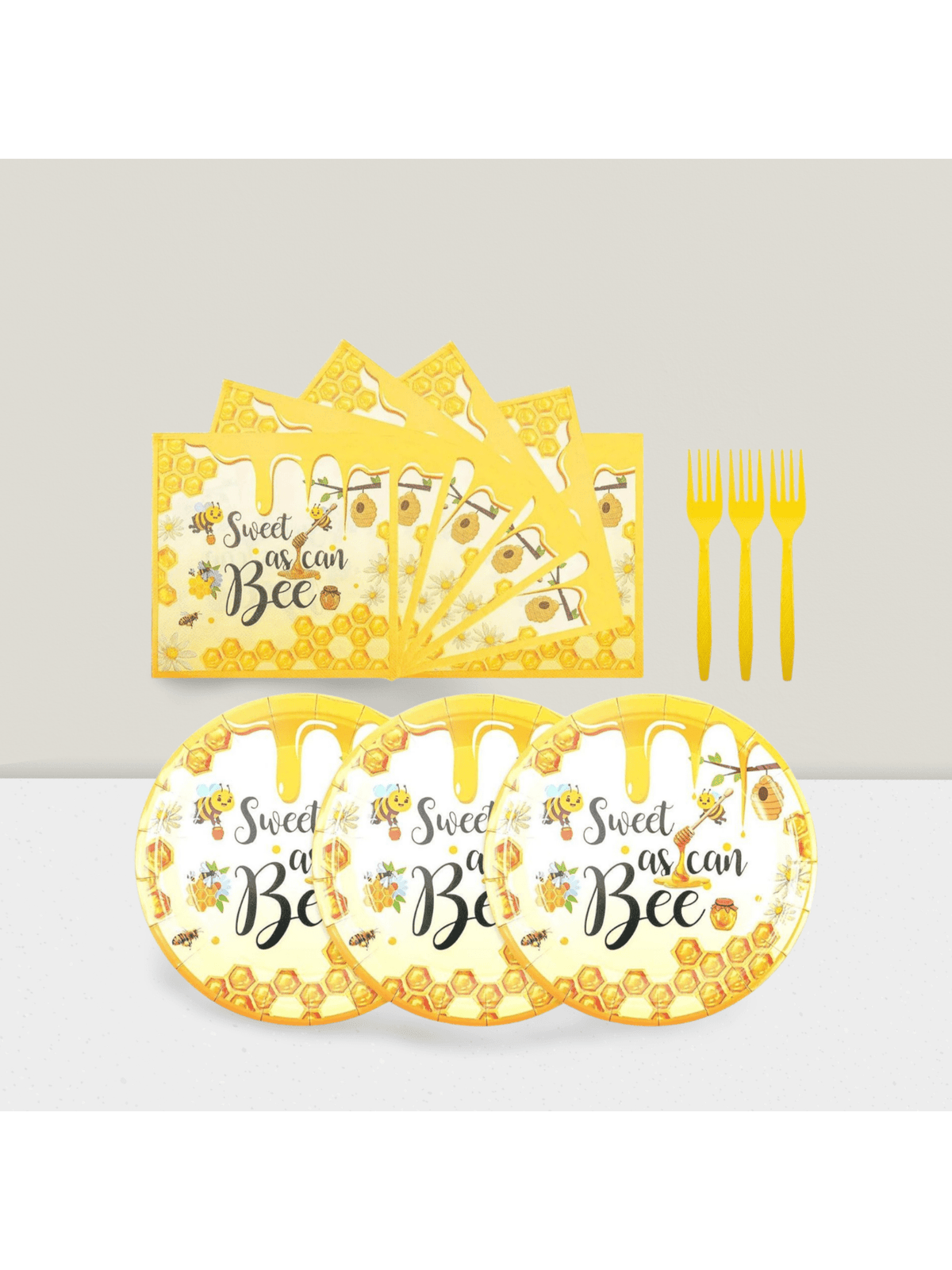75-Pc Yellow Party Set with Disposable Plates Napkins and Forks for Birthdays