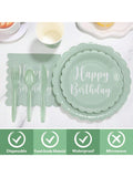 175-Piece Sage Green Birthday Tableware Set Plates and Napkins for 25 Guests