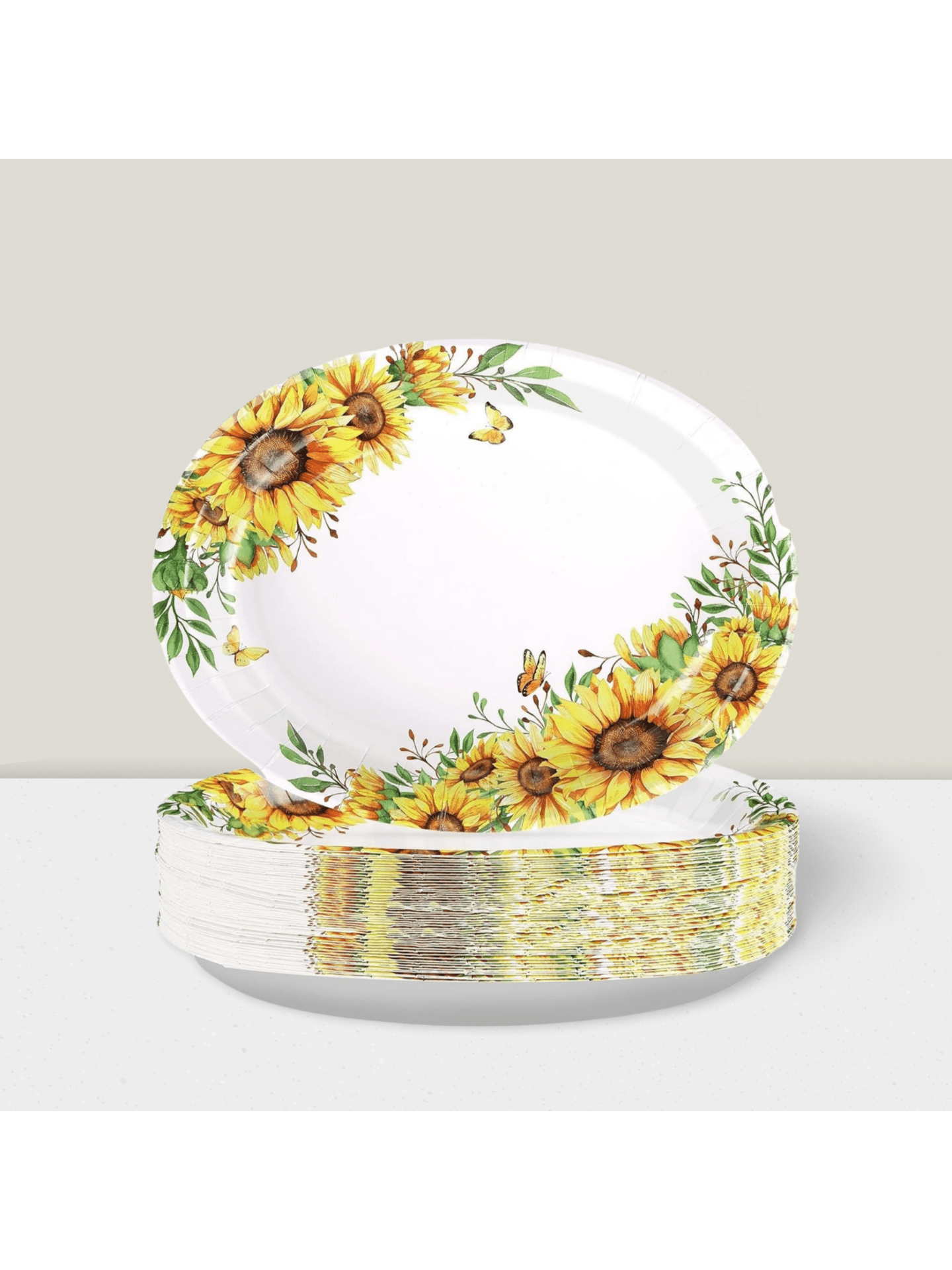 Sunflower Party Plates 50pcs 10x12in Disposable For Showers Or Birthdays