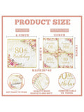40pcs Rose Gold 80th Birthday Disposable Napkins Happy 80th Party Decor