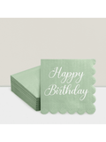 100PCS Sage Green Scalloped 5x5 Birthday Napkins 2-Ply for Parties