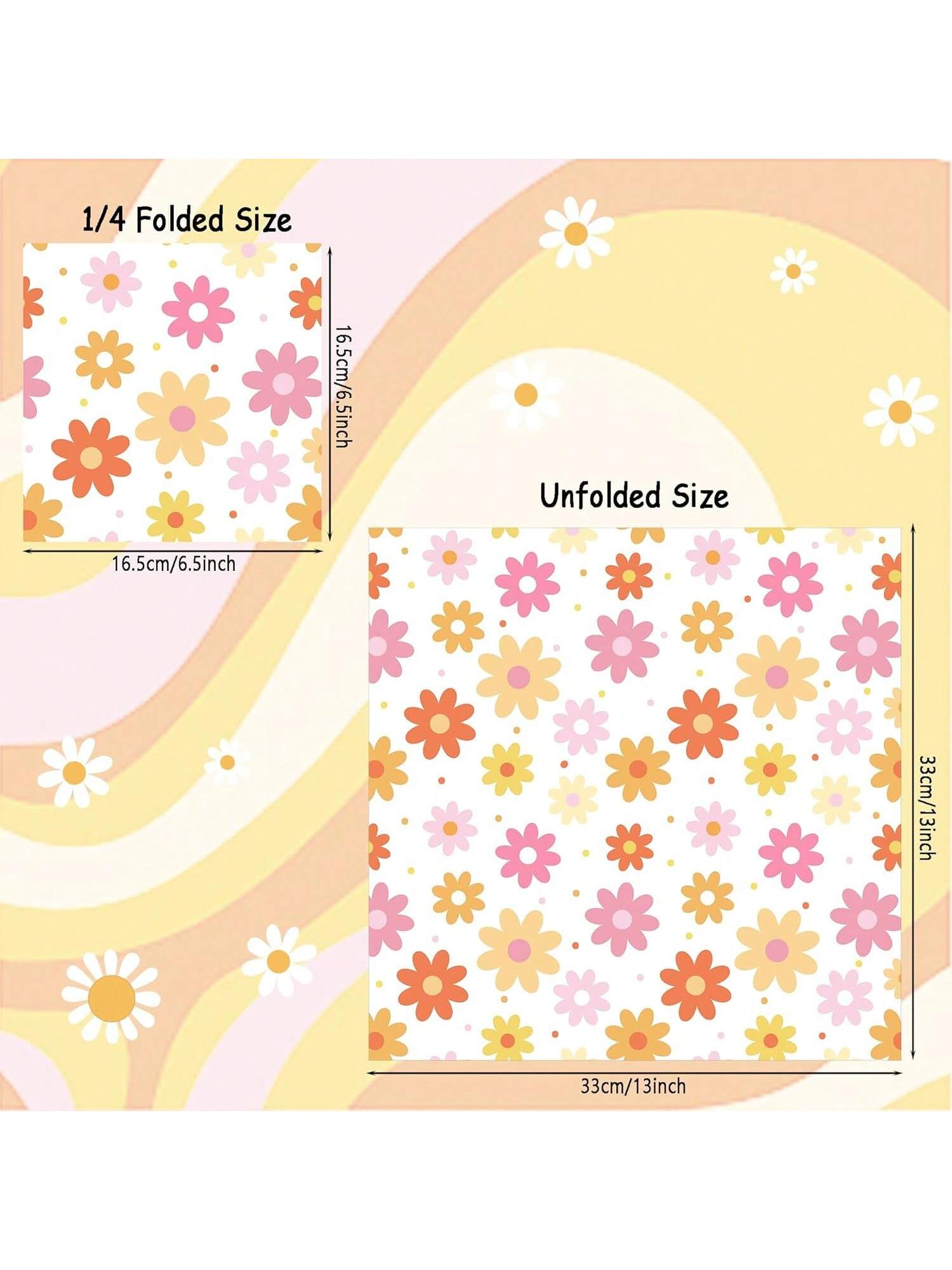 60PCS Groovy Daisy Paper Napkins Boho Floral Disposable Party Supplies